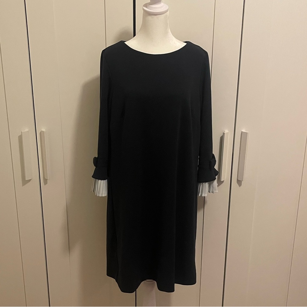 Sharagano navy blue bow sleeve dress
